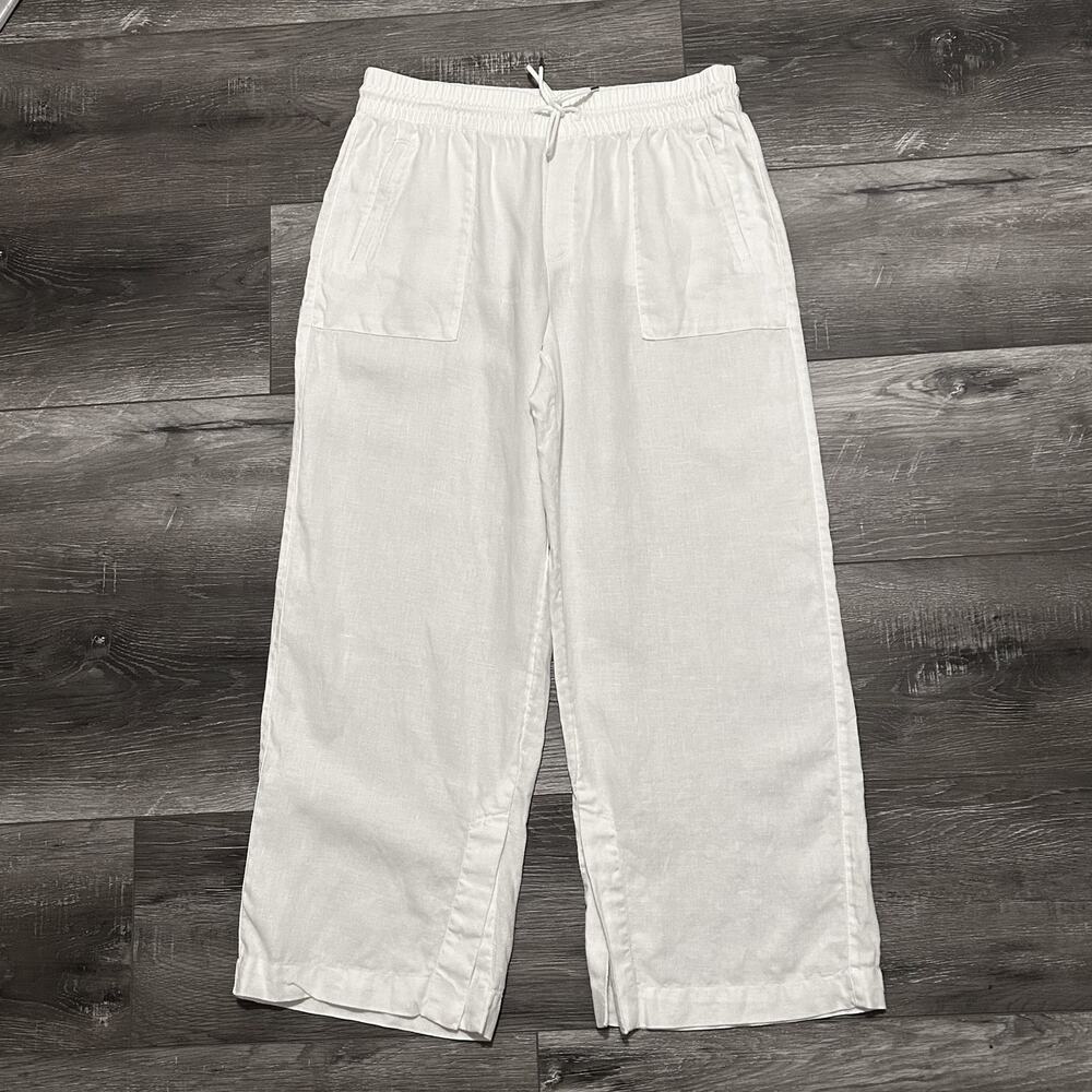 Athleta Women's Retreat Linen Wide Leg Pant Color White Size Large - Picture 3 of 13